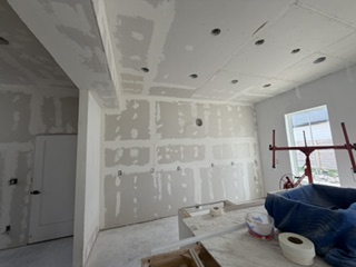 Interior of a recent house or shop build after framing Interior of a recent house or shop build after framing